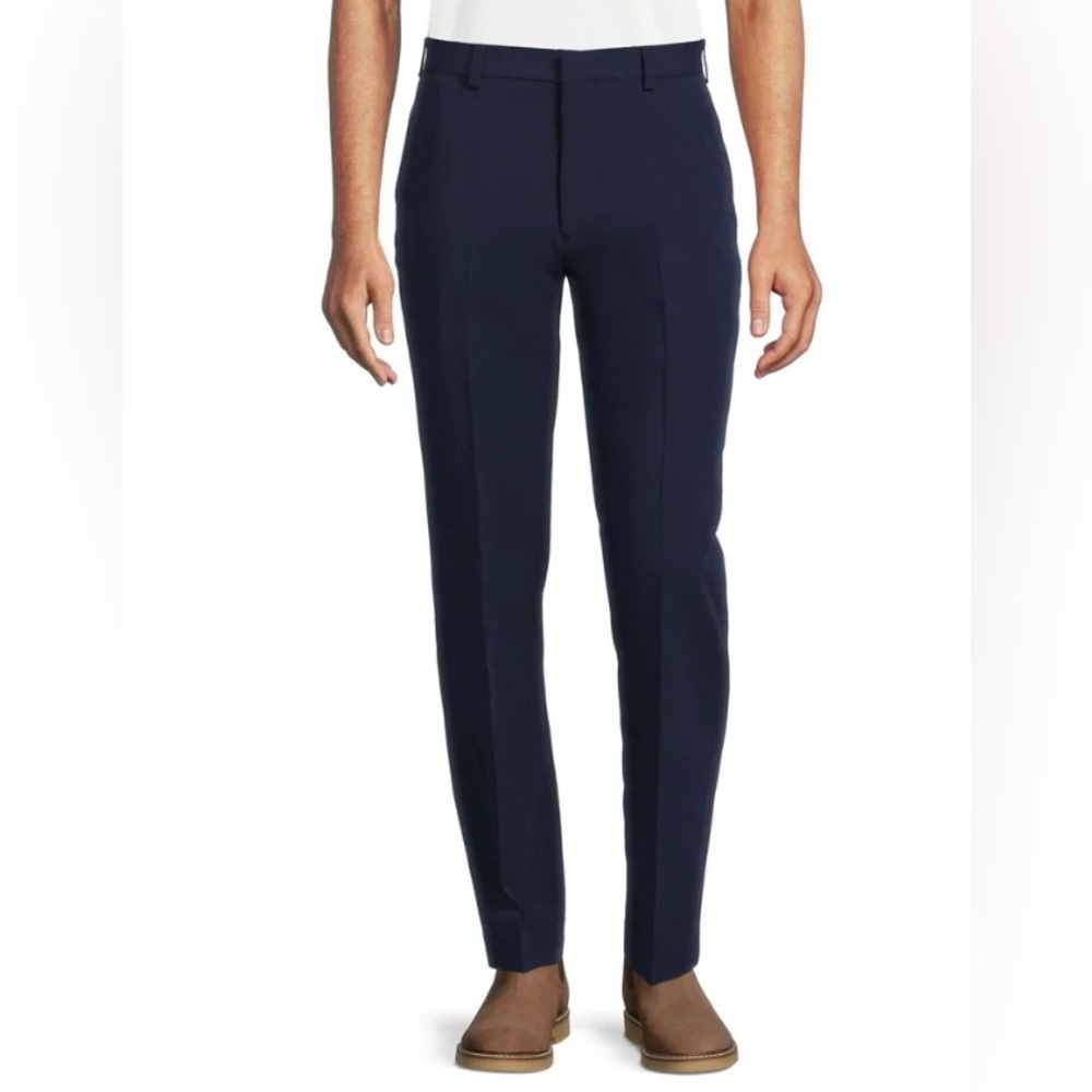 Like New! Men’s Dress Pants Navy Blue 34/32 Flat Front Worn Once Machine Wash